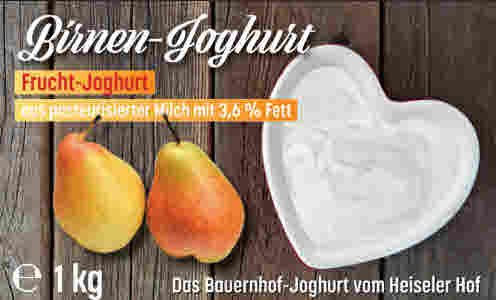 HEISELER Fruchtjoghurt Birne 1kg (Becher)